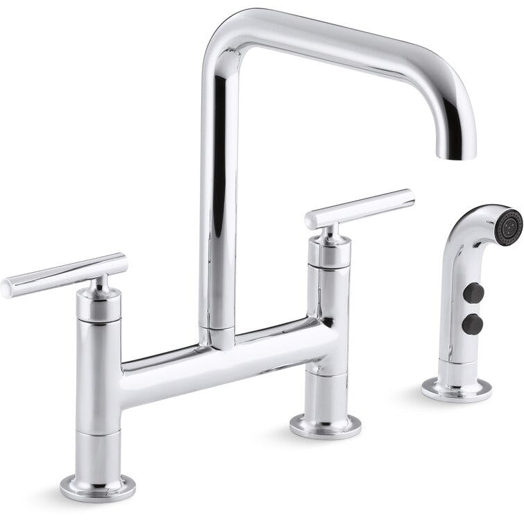 Purist Bridge Polished Chrome Kitchen Faucet with Side Spray