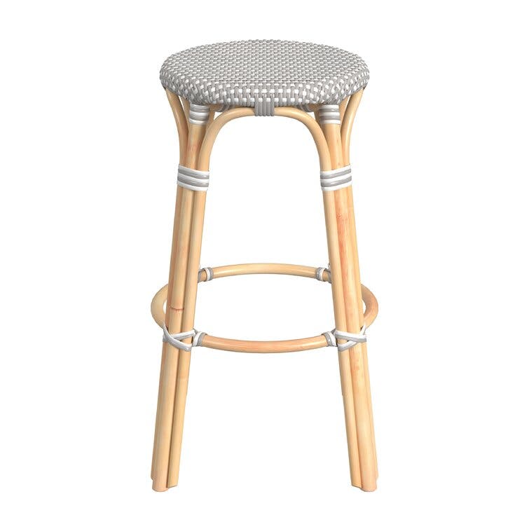 Alastair 18" Gray and White Rattan Dining Stool