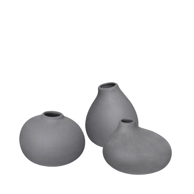 Nona Pewter Dark Gray Set of 3 Mini Table Vases