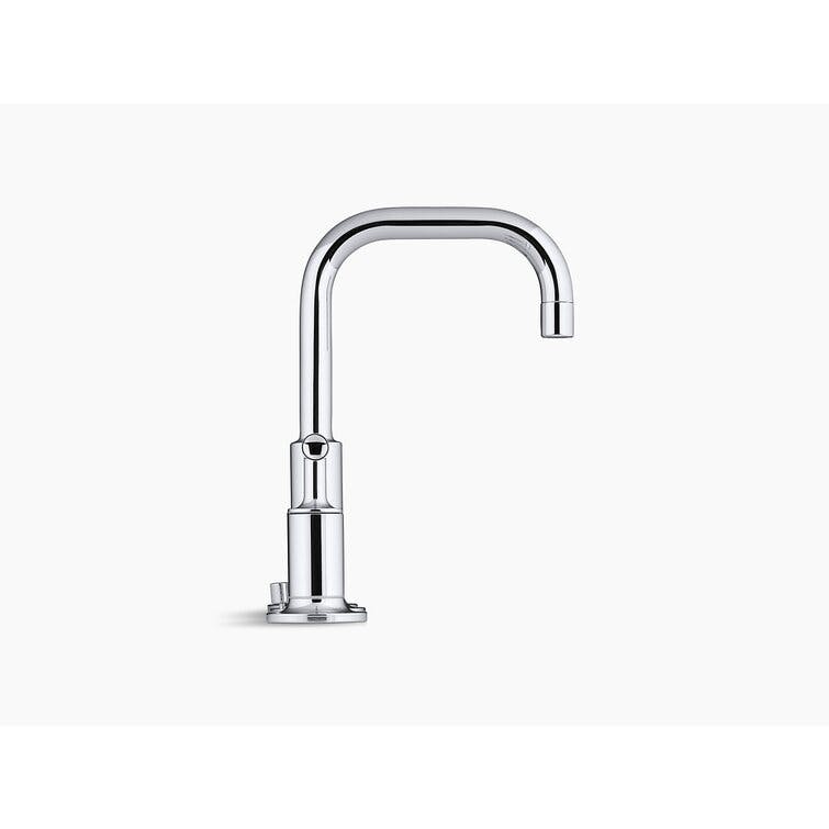 Purist® Widespread Faucet with Drain Assembly Low Lever Handles and Low Gooseneck Spout