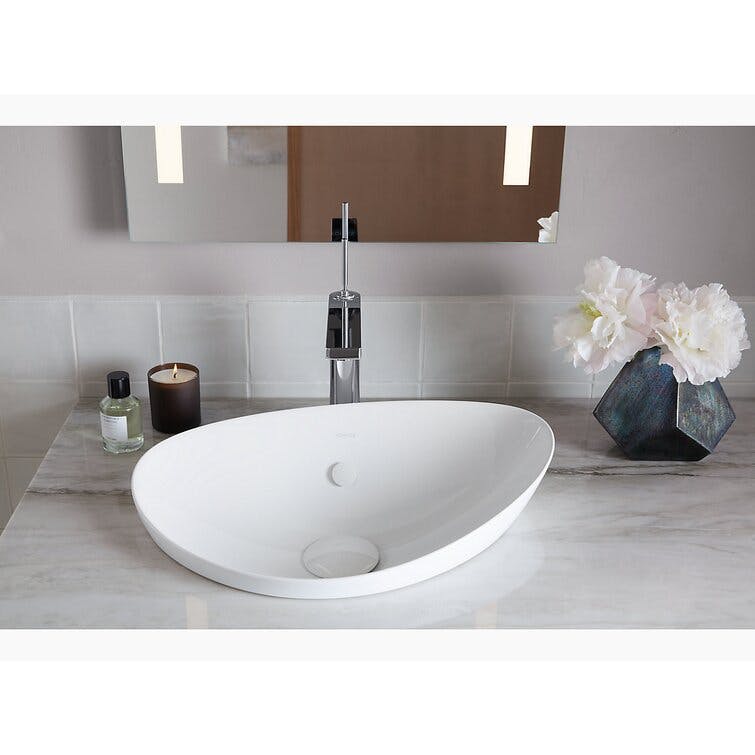 Veil Ceramic Specialty Vessel Bathroom Sink with Overflow