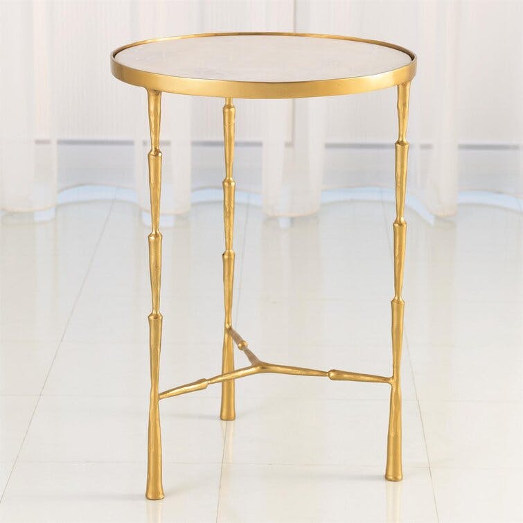 Mira Antique Brass with White Marble Side Table