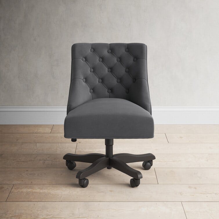 Soho Tufted Grey Velvet Swivel Office Chair