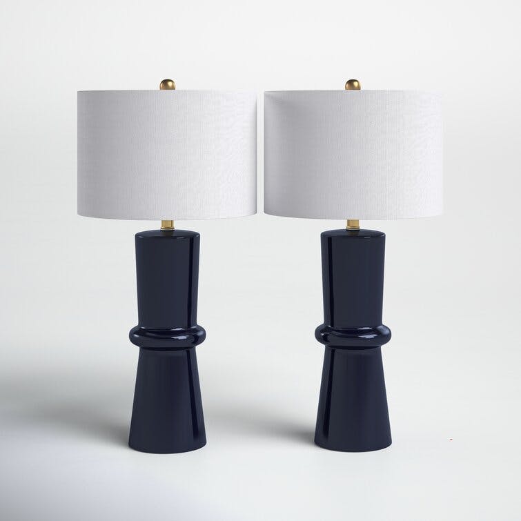 Eleanor 31" Navy Ceramic Table Lamp (Set of 2)