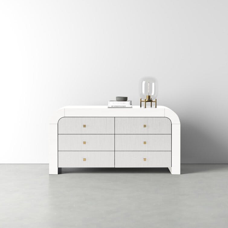 Baxley 32" White 6-Drawer Wood Dresser
