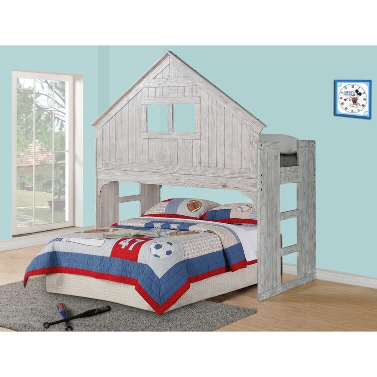 Twin Over Full Brushed Driftwood Solid Wood Bunk Bed
