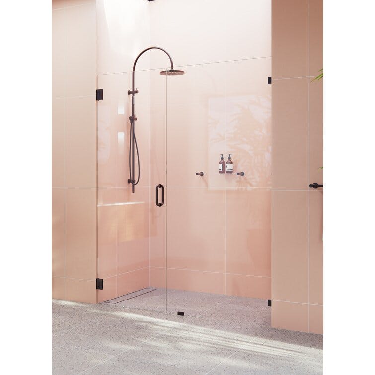 Modern 57.5'' Oil Rubbed Bronze Frameless Pivot Shower Door
