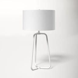 Evelyn&Zoe 25" Mid-Century Modern Metal Table Lamp with White Drum Linen Shade