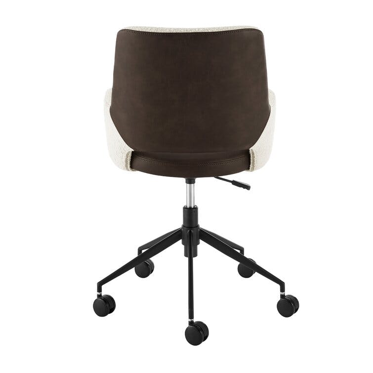 Jewett Ivory and Brown Leatherette Swivel Office Chair
