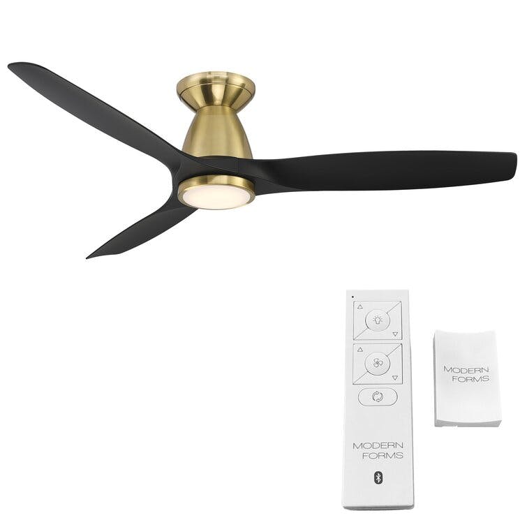 Skylark 54" 3 - Blade Outdoor LED Smart Flush Mount Ceiling Fan with Remote Control and Light Kit Included