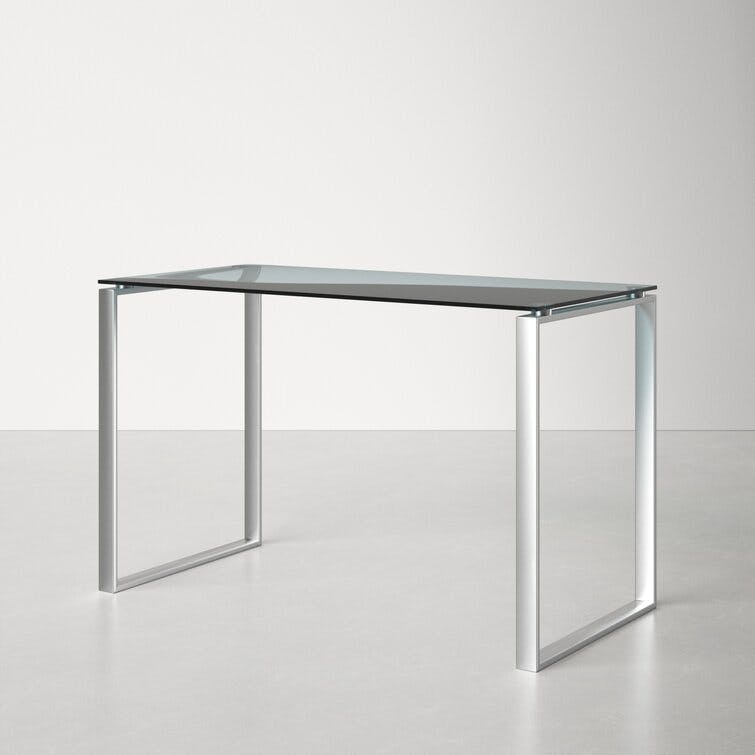 Orion Polished Steel Glass Writing Desk