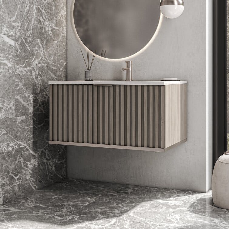 Terra 36" Wall Mounted Single Bathroom Vanity with Quartz Top