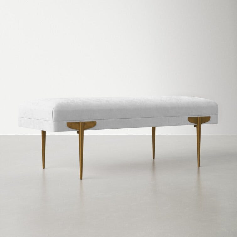 Amplitude 53.5" White Velvet Upholstered Bench