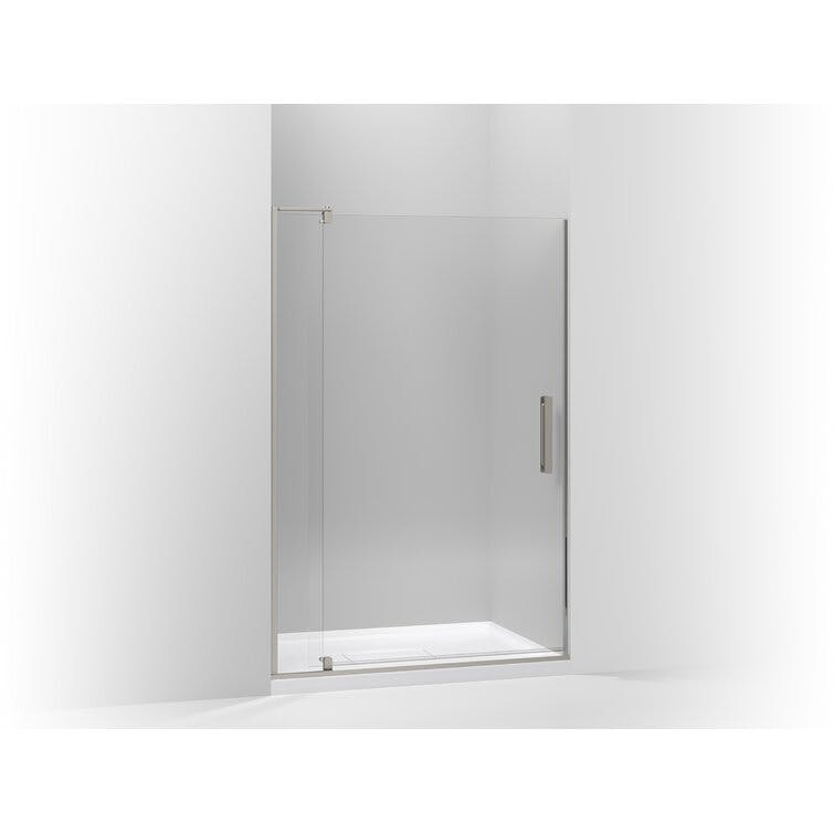 Revel Brushed Nickel 74'' Frameless Pivot Shower Door with Clear Glass