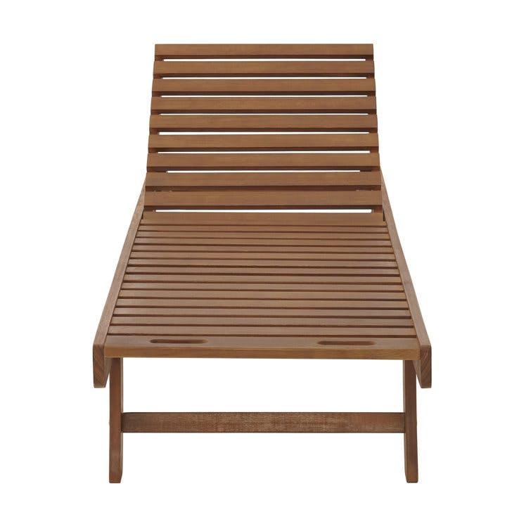 Caspian 73"x24" Natural Eucalyptus Outdoor Reclining Lounge Chair