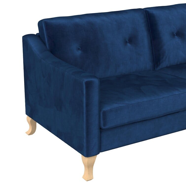 Tess 74" Blue Velvet Upholstered Sofa with Soft Pocket Coil Cushions