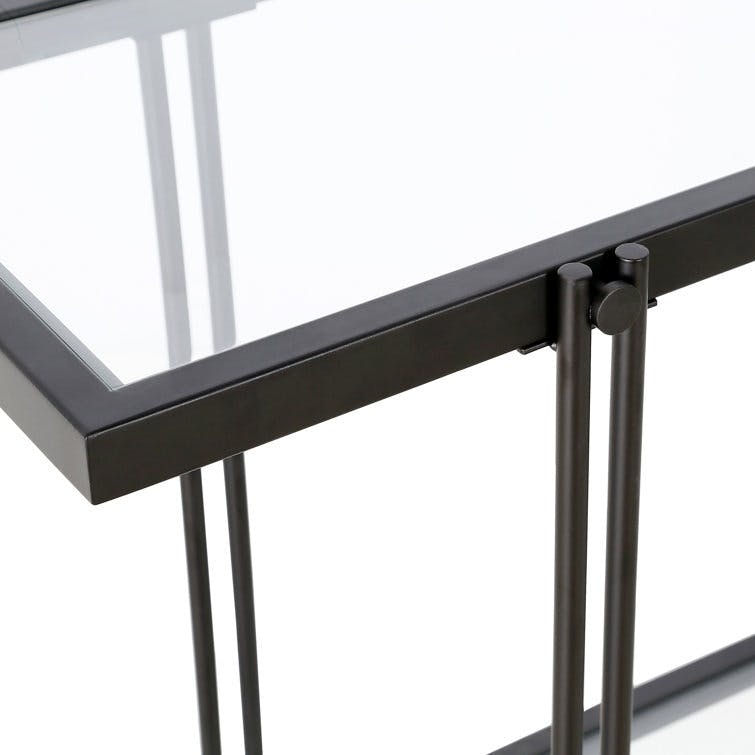 Beckham Contemporary Metal Console Table with Glass Top