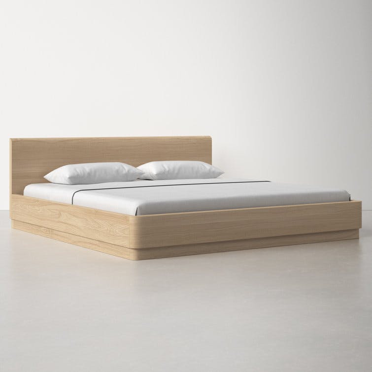Mille King Light Oak Wood Platform Bed