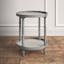 Bellport 24" Distressed Gray Round Wood End Table with Shelf