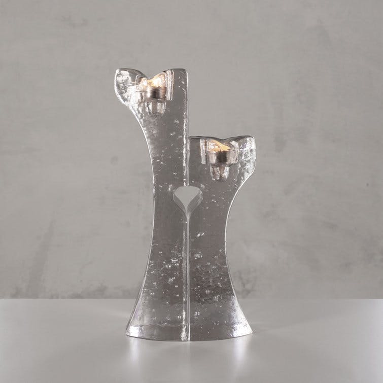 Effervescent Heart 8.625'' Crystal Glass Candlestick Set