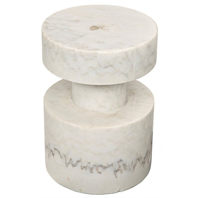Nicky 18" White Marble Modern Classic Side Table