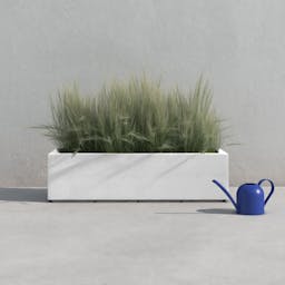 PolyStone Milan Tall Modern Outdoor/Indoor Rectangular Trough Planter, 46" L X 17" W X 19" H, Lightweight, Heavy Duty, Weather Resistant, Polymer Finish, Commercial and Residential (White)