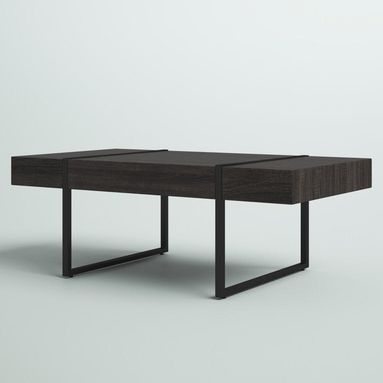 Aubyn Rectangular Black Modern Sled Coffee Table