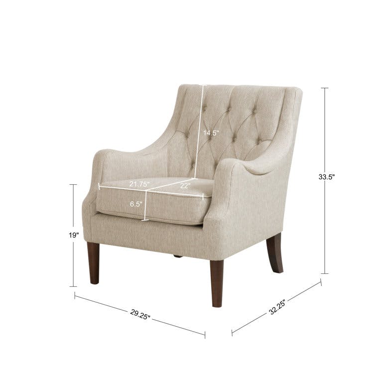 Anatonia Cream Button Tufted Upholstered Wingback Chair