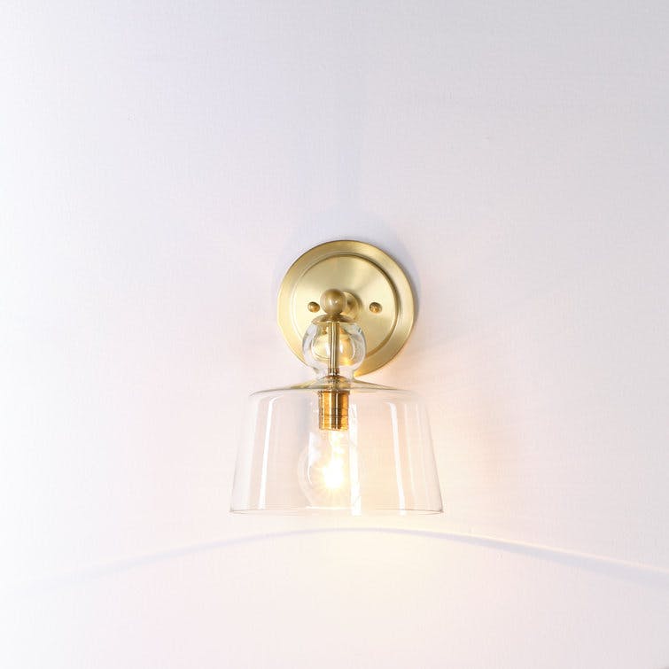 Elevate 12" Antique Brass and Clear Glass Jelly Jar Wall Sconce