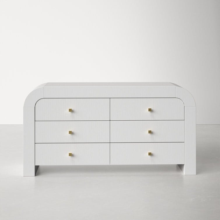 Baxley 32" White 6-Drawer Wood Dresser