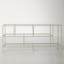Wylan 55" Satin Nickel and Gray Media Console with Glass Shelves