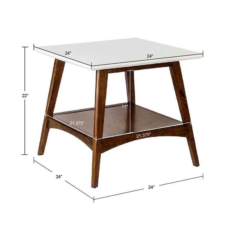 Soho Off White/Pecan Two-Tone End Table with Storage Shelf