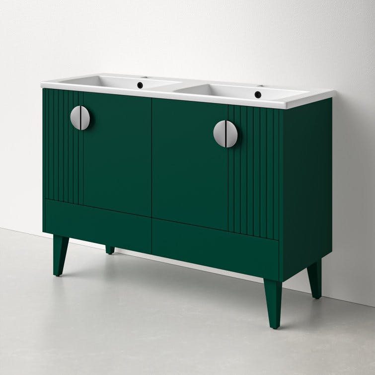 Harold 48" Green Double Bathroom Vanity with Chrome Handles