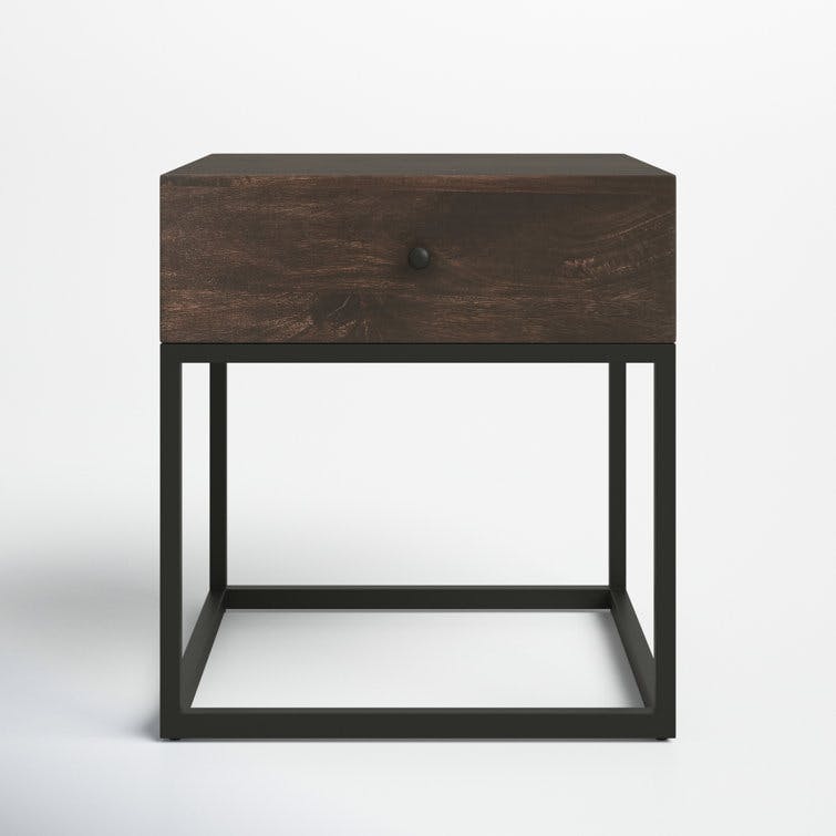 Emilia Coffee and Iron End Table With Storage