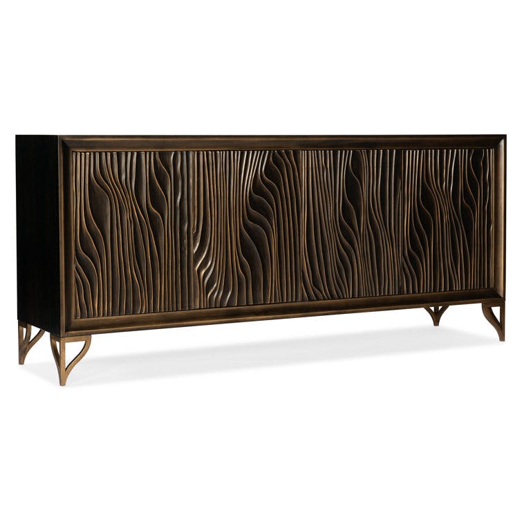 Jenny Dark Wood Media Console with Gold-Finished Legs