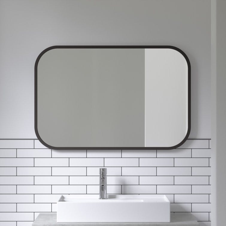 Hub 24"x36" Black Rubber Rectangular Wall Mirror