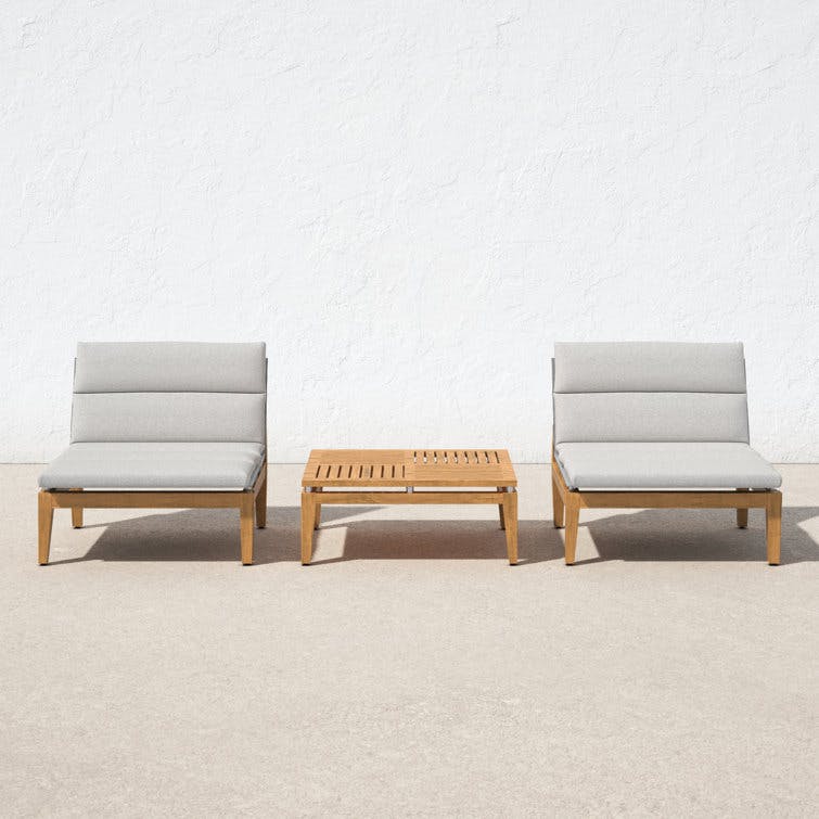 Britney 3 Piece Teak Seating Group with Beige Cushions