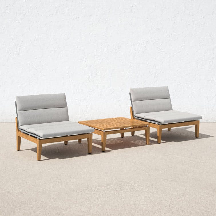 Britney 3 Piece Teak Seating Group with Beige Cushions
