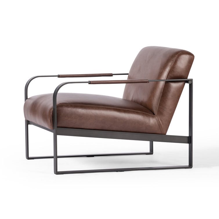 Schroeder Leather Accent Chair - Brown Leather