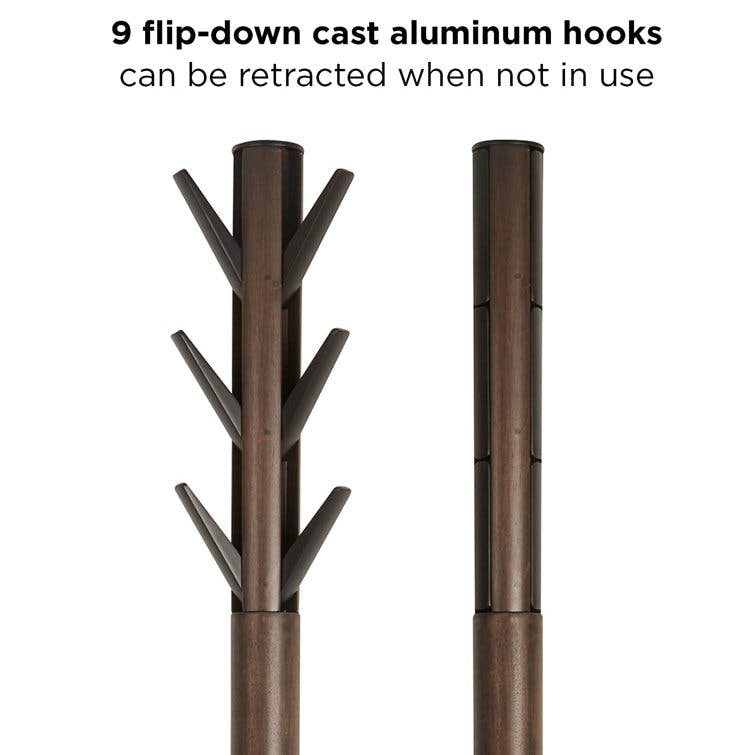Flapper Walnut 9-Hook Freestanding Coat Rack