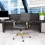 Benmar Adjustable Grey Faux Leather Office Chair with Gold Frame