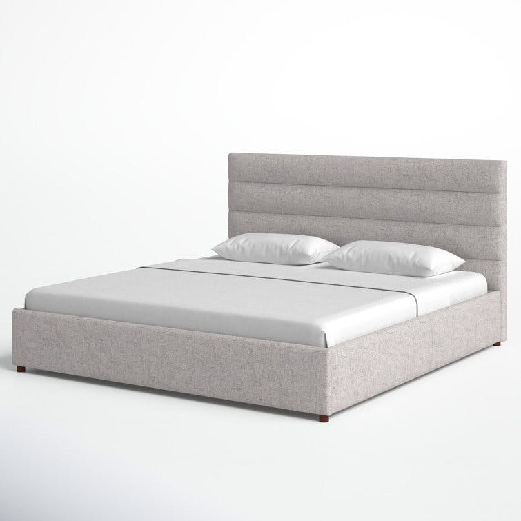 Holland King Light Grey Upholstered Platform Bed