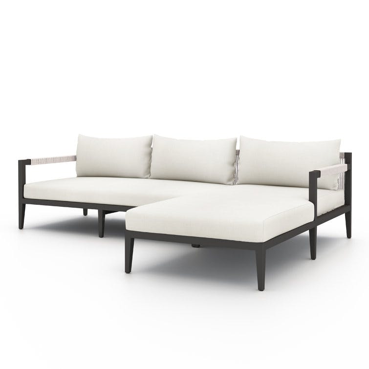 Cadenza Indoor / Outdoor Metal Sectional Sofa - Bronze/Ivory / Right-Facing