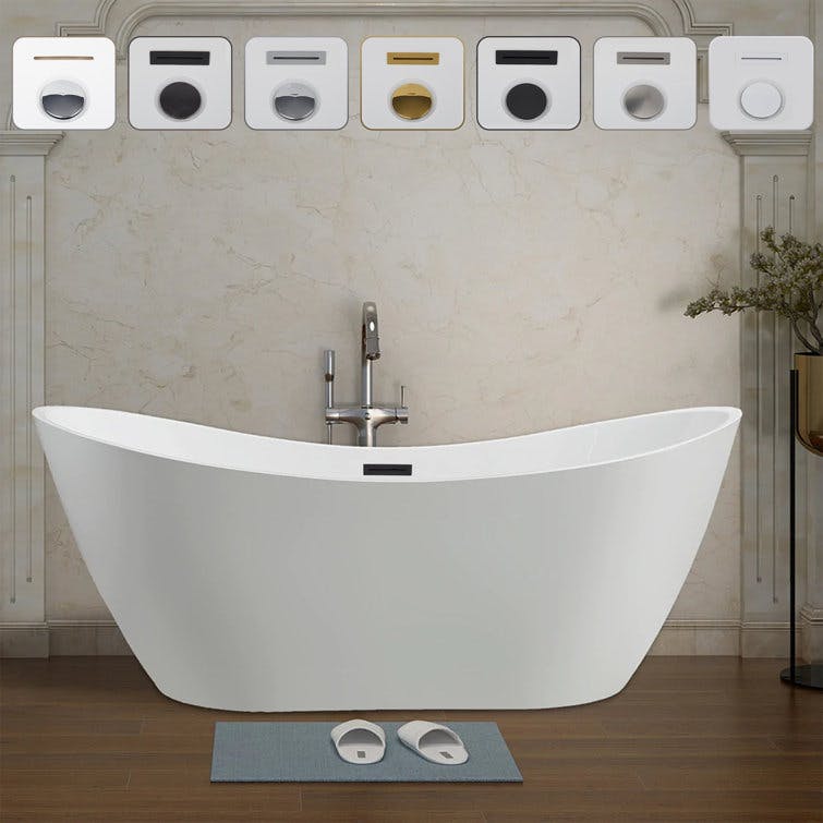 Ophelia 71' x 32'' Freestanding Soaking Acrylic Bathtub