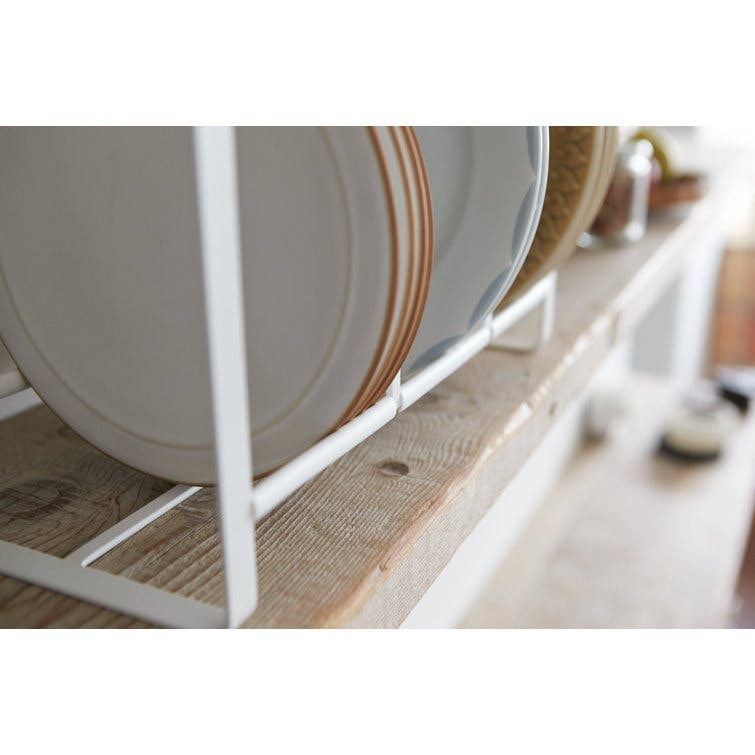 Tosca Wide White Wood-Accented Dish Storage Rack