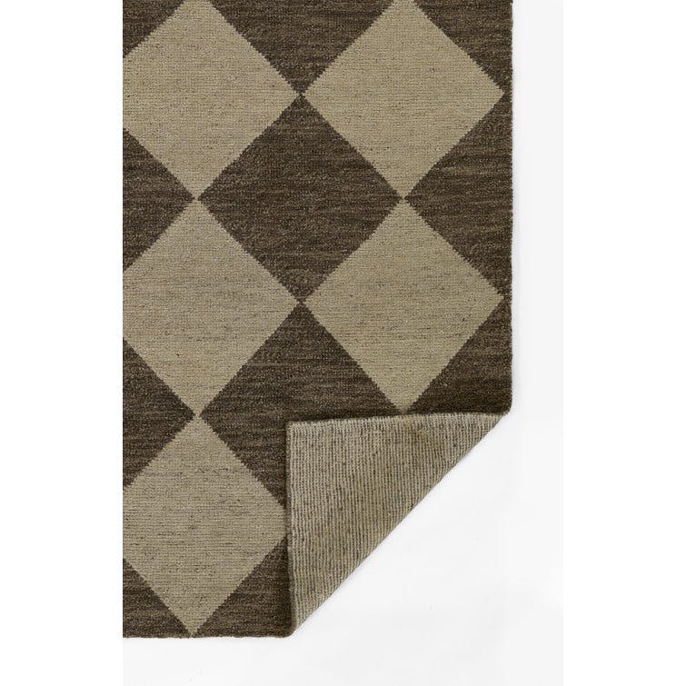 Palau Diamond-Checked Hand-Knotted Wool Rug in Brown, 10' x 14'