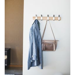 Yamazaki Home Wall-Mounted Coat Hanger, Steel + Wood