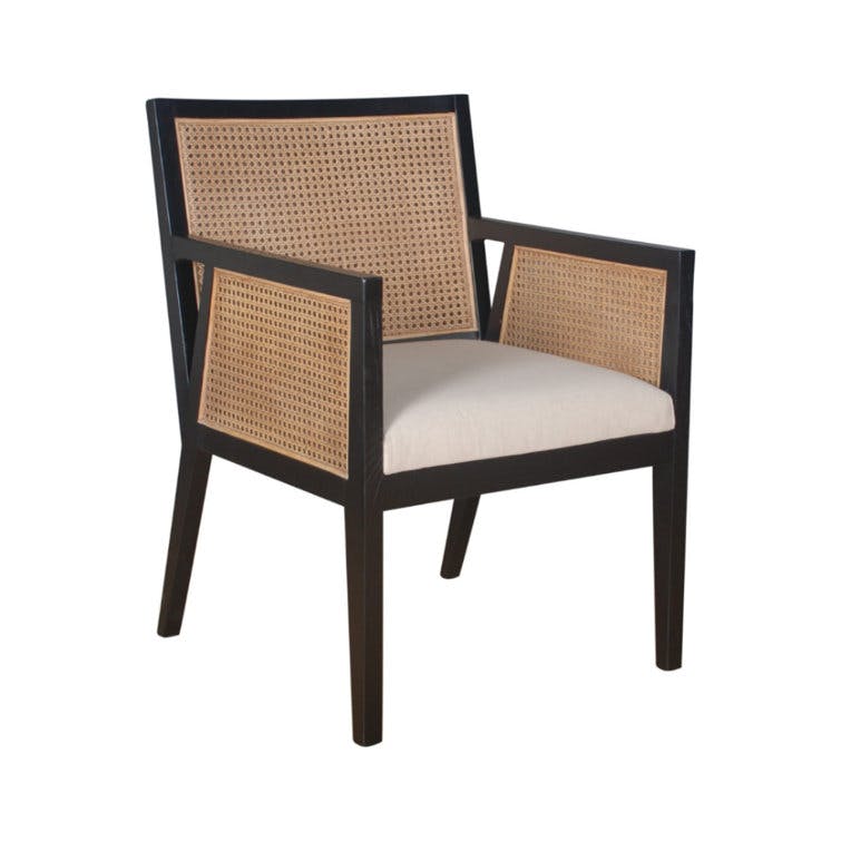 Jeni Black Upholstered Dining Arm Chair