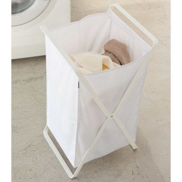 Yamazaki Home Laundry Basket - Foldable Storage Hamper Organizer, Steel, 10.9 gallons, Handles