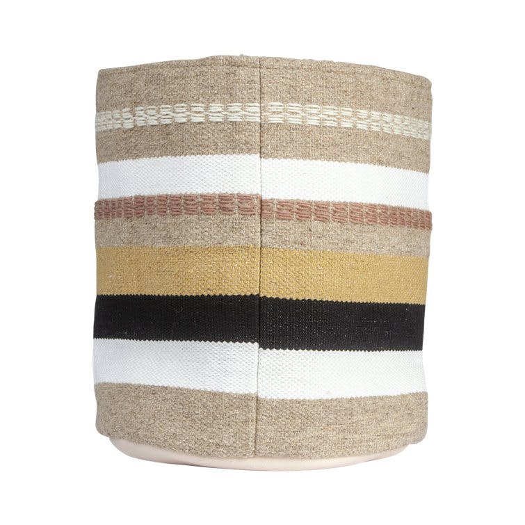 Newton Striped Wool and Cotton Fabric Decorative Basket